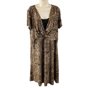 JM Collection Short Sleeve Dress with Earthy Tones